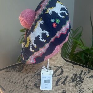 Boden College Navy Unicorn Knit Hat for Kids NWT